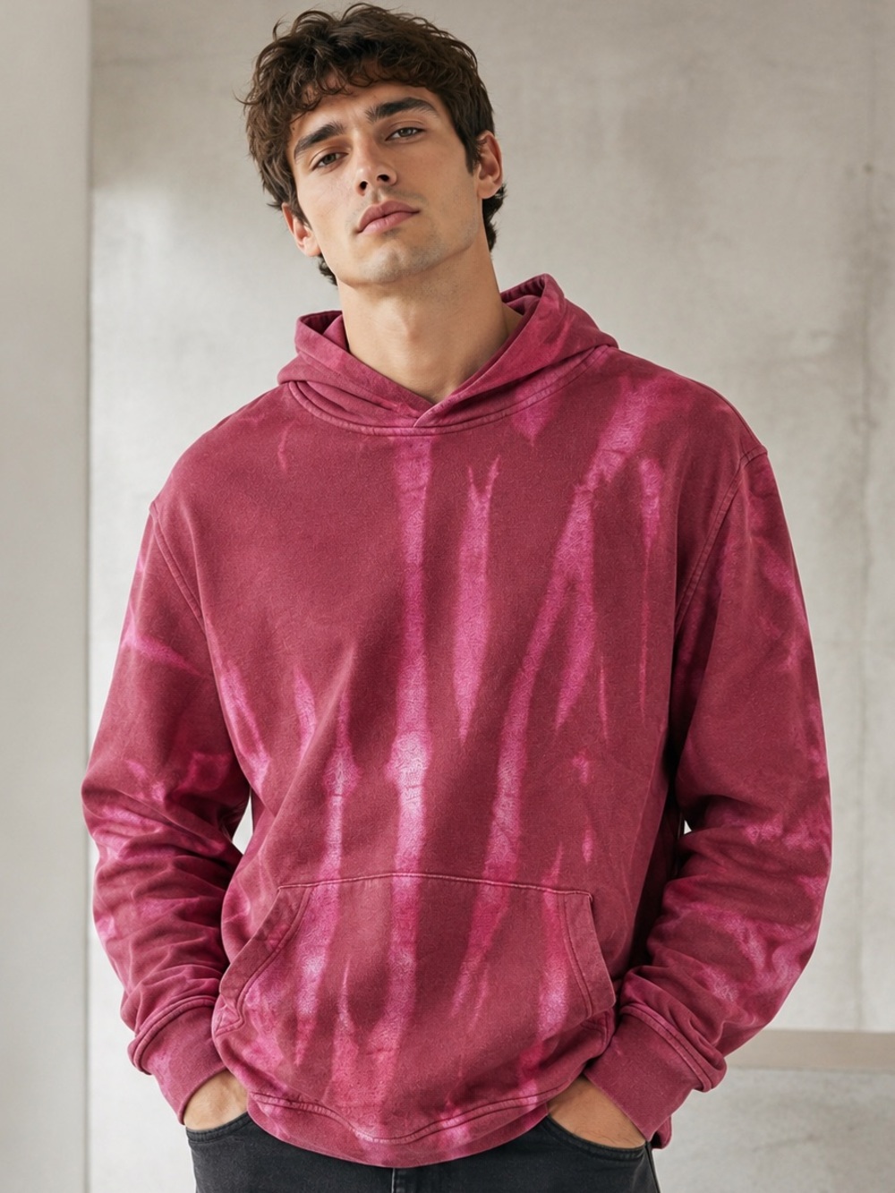 Sonoma Men's Faded Rose Reverse Tie-Dye Hoodie Size L